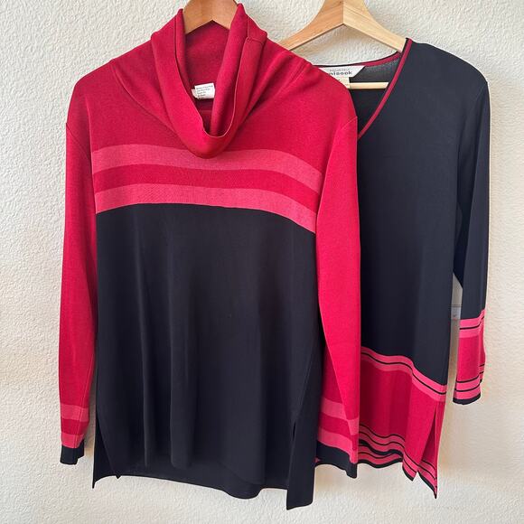 Exclusively Misook Set of two Top Long Sleeves Sweater Colorblock Women's Sz M - Picture 7 of 13